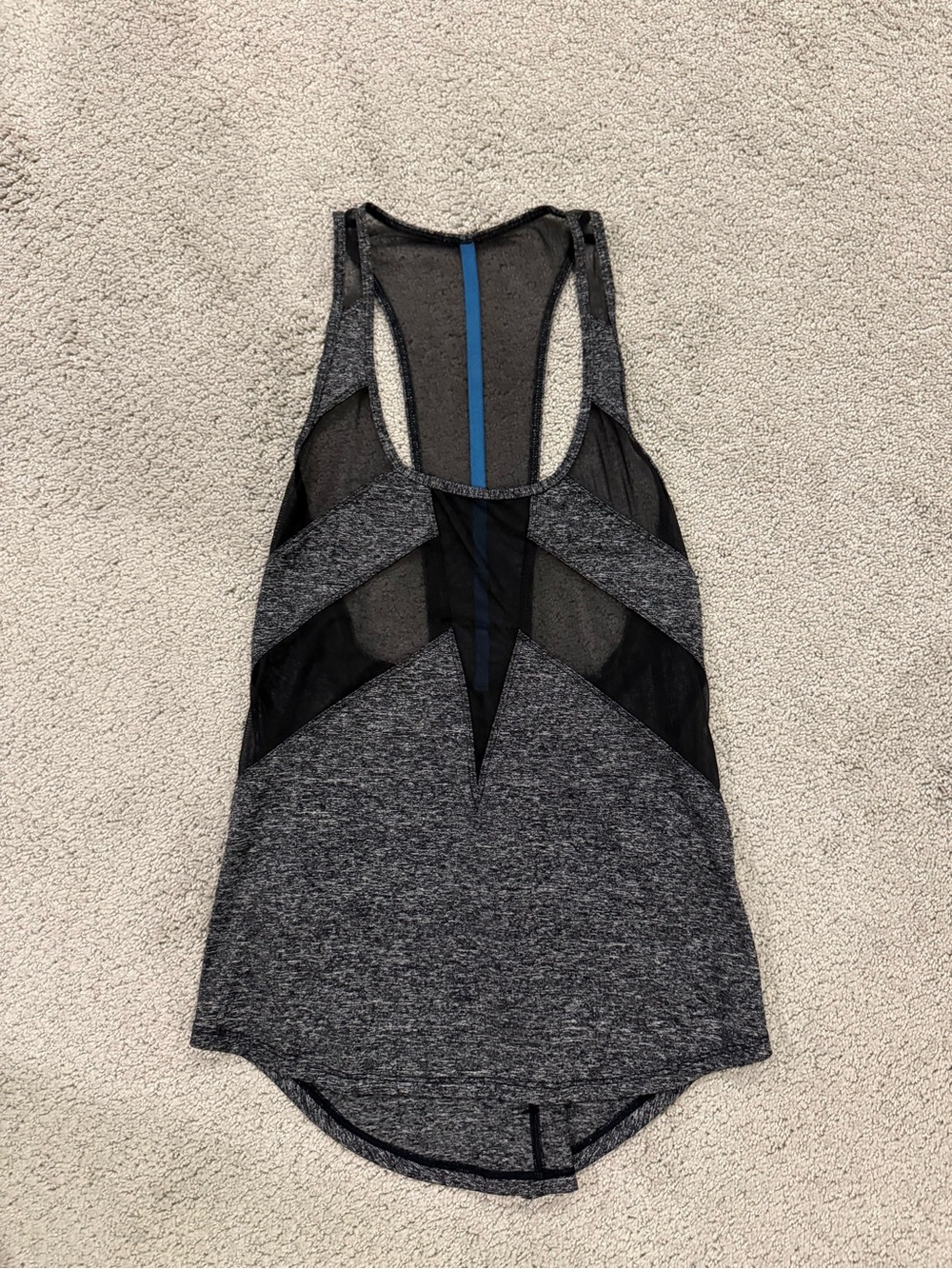 lululemon athletica Gray and Black Mesh Racerback Tank with Blue Accent